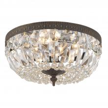 Crystorama 712-EB-CL-MWP - Crystorama 3 Light Hand Cut Crystal English Bronze Flush Mount