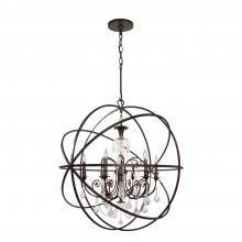 Crystorama 9219-EB-CL-S - Solaris 6 Light Swarovski Strass Crystal English Bronze Sphere Chandelier