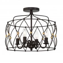 Crystorama ZUC-A9030-EB-GA_CEILING - Zucca 4 Light English Bronze + Antique Gold Semi Flush Mount