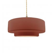 Justice Design Group CER-6543-CLAY-BRSS-BEIG-TWST - Medium Tier 1-Light Pendant