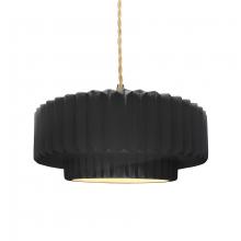 Justice Design Group CER-6553-BKMT-BRSS-BEIG-TWST - Medium Tier Pleated 1-Light Pendant