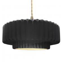 Justice Design Group CER-6555-BKMT-BRSS-BEIG-TWST - Large Tier Pleated 1-Light Pendant