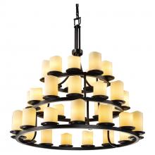 Justice Design Group CNDL-8712-14-CREM-MBLK - Dakota 36-Light 3-Tier Ring Chandelier