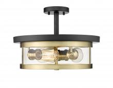 Bethel International YS22137-3SF-BGD - Semi Flush Mount Black and Gold