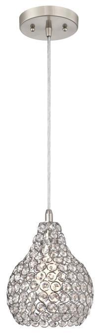 Westinghouse 6103700 - Mini Pendant Brushed Nickel Finish Crystal Jewel Shade