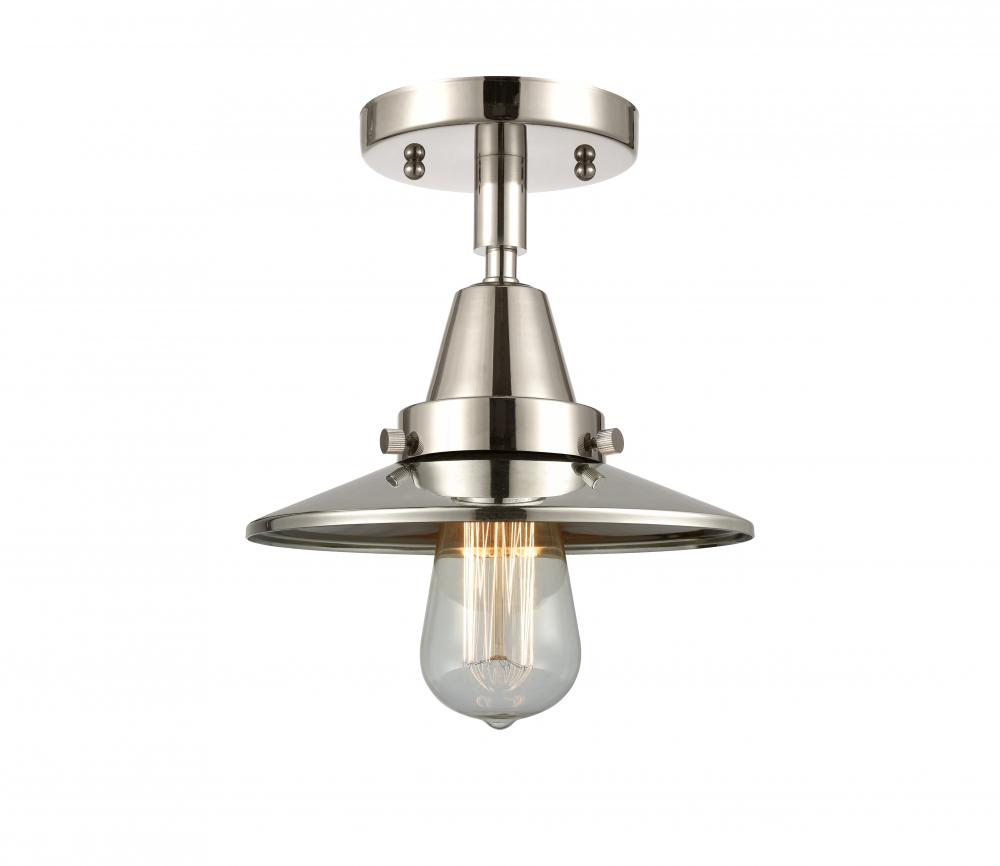 Railroad - 1 Light - 8 inch - Polished Nickel - Flush Mount