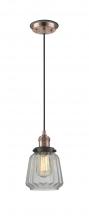 Innovations Lighting 201CBP-ACBK-G142 - Chatham - 1 Light - 7 inch - Antique Copper - Cord hung - Mini Pendant