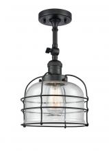 Innovations Lighting 201F-BK-G74-CE-LED - Bell Cage - 1 Light - 9 inch - Matte Black - Semi-Flush Mount