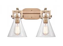 Innovations Lighting 411-2W-BB-7CL - Newton Cone - 2 Light - 17 inch - Brushed Brass - Bath Vanity Light