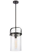 Innovations Lighting 413-1S-BK-8CL-LED - Pilaster - 1 Light - 8 inch Glass - Matte Black - Cord hung - Mini Pendant