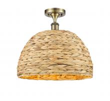 Innovations Lighting 516-1C-AB-RBD-16-NAT - Woven Rattan - 1 Light - 16 inch - Antique Brass - Semi-Flush Mount