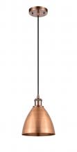 Innovations Lighting 516-1P-AC-MBD-75-AC - Bristol - 1 Light - 8 inch - Antique Copper - Cord hung - Mini Pendant