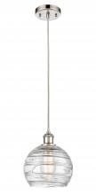 Innovations Lighting 516-1P-PN-G1213-8 - Athens Deco Swirl - 1 Light - 8 inch - Polished Nickel - Cord hung - Mini Pendant