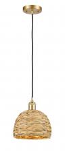 Innovations Lighting 516-1P-SG-RBD-8-NAT - Woven Rattan - 1 Light - 8 inch - Satin Gold - Mini Pendant