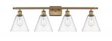 Innovations Lighting 516-4W-BB-GBC-82-LED - Berkshire - 4 Light - 38 inch - Brushed Brass - Bath Vanity Light