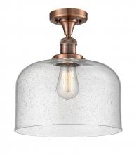 Innovations Lighting 517-1CH-AC-G74-L-LED - Bell - 1 Light - 12 inch - Antique Copper - Semi-Flush Mount