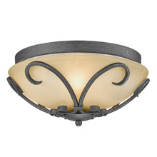 Golden 1821-FM BI - Madera Flush Mount in Black Iron with Toscano Glass