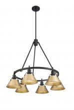 Golden 3306-6 BLK-BCB - Orwell BLK 6 Light Chandelier in Matte Black with Brushed Champagne Bronze shades