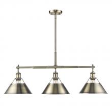 Golden 3306-LP AB-AB - Orwell 3-Light Linear Pendant in Aged Brass