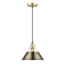 Golden 3306-M BCB-AB - Orwell 10" Wide Medium Pendant in Brushed Champagne Bronze with Aged Brass