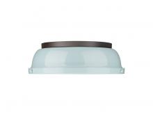 Golden 3602-14 RBZ-SF - Duncan 14" Flush Mount in Rubbed Bronze with Seafoam