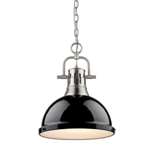 Golden 3602-L PW-BK - Duncan 1 Light Pendant with Chain