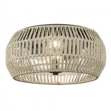 Golden 6073-OFM NB-SS - Seabrooke Flush Mount - Outdoor in Natural Black with Summer Sands Shade