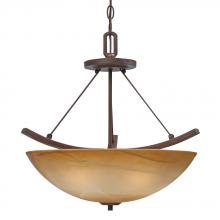 Golden 7158-SF RBZ - Three Light Rubbed Bronze Chiseled Antique Marble Glass Bowl Semi-Flush Mount