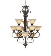 Golden 7623 RBZ-TEA - Multi-Family 3 Tier - 12 Light Chandelier