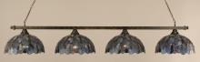 Toltec Company 804-BRZ-995 - Four Light Bronze Blue Mosaic Tiffany Glass Island Light