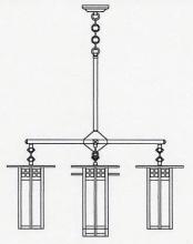 Arroyo Craftsman GCH-9L/4-1AM-AB - 9" glasgow long body 4 light chandelier, center light