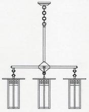 Arroyo Craftsman GCH-9L/4AM-AB - 9" glasgow long body 4 light chandelier