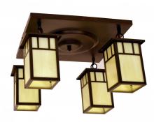 Arroyo Craftsman HCM-4L/4AAM-AB - 4" huntington 4 light ceiling mount, classic arch overlay