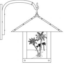 Arroyo Craftsman TRB-16PTAM-AB - 16" timber ridge wall bracket with palm tree  filigree