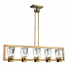 ZEEV Lighting CD10344-5-AGB - 5-Light 46" Sleek Linear Aged Brass Crystal Chandelier