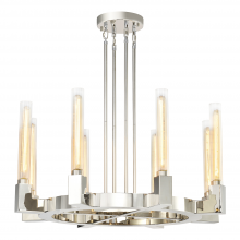 ZEEV Lighting CD10360-8-PN - 8-Light 32" Polished Nickel Wheel Styled Glass Chandelier