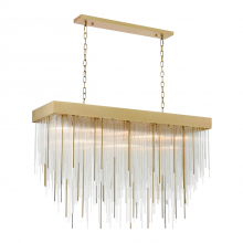 ZEEV Lighting CD10412-27-AGB - 27-Light 60" Rectangular Aged Brass Convertible Flush Crystal Chandelier