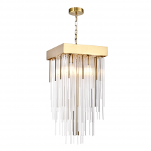 ZEEV Lighting P30107-4-P-AGB - 4-Light 12" Square Aged Brass Crystal Pendant Light