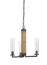 CAL Lighting FX-3665-3 - 21" Height Metal and Wood Chandelier Fixture in Black/Wood Finish