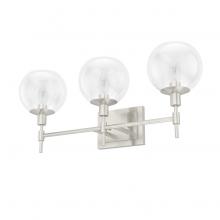 Hunter 19764 - Hunter Xidane Brushed Nickel with Clear Glass 3 Light Bathroom Vanity Wall Light Fixture