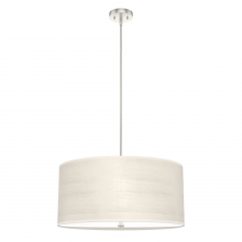 Hunter 19383 - Hunter Solhaven Bleached Alder & Brushed Nickel with Painted Cased White Glass 4 LT Pendant