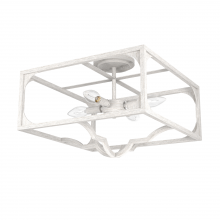 Hunter 19292 - Hunter Highland Hill Distressed White 4 Light Flush Mount Ceiling Light Fixture