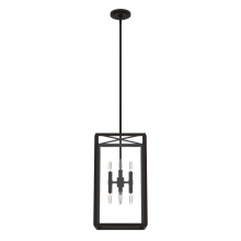 Hunter 19976 - Hunter Felippe Onyx Bengal with Seeded Glass 8 Light Pendant Ceiling Light Fixture