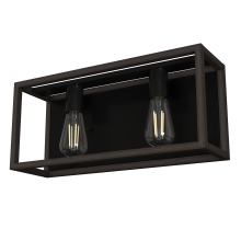 Hunter 19671 - Hunter Squire Manor Matte Black and Dark Ash 2 Light Bathroom Vanity Wall Light Fixture