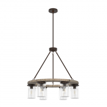 Hunter 19210 - Hunter Devon Park Onyx Bengal and Barnwood with Clear Glass 6 LT Chandelier Ceiling LT Fixture