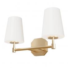 Hunter 19880 - Hunter Nolita Alturas Gold with Cased White Glass 2 Light Bathroom Vanity Wall Light Fixture