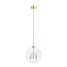 Hunter 19557 - Hunter High Oaks Alturas Gold with Clear Seeded Glass 3 Light Pendant Ceiling Light Fixture