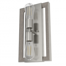 Hunter 19815 - Hunter Woodburn Brushed Nickel 2 Light Sconce Wall Light Fixture