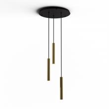 Koncept Inc CMP-C3-S-12-BRS - Combi Pendant 12" Circular 3 Combo Brass with Matte Black Canopy, Suspension / Flush Mount 2-in-