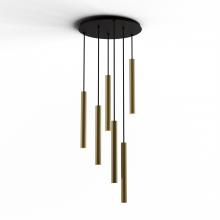 Koncept Inc CMP-C6-S-16-BRS - Combi Pendant 16" Circular 6 Combo Brass with Matte Black Canopy, Suspension / Flush Mount 2-in-